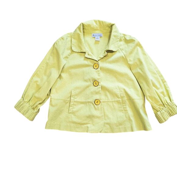 Elliott Lauren Soft Chartreuse Cotton Jacket | Size 10 - Picture 9 of 14